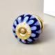 Blue Ceramic Floral Knobs for Kitchen Cabinet